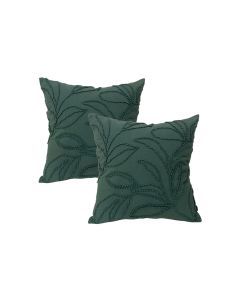 Riviera Teal Twin Pack Cotton Embroidered Cushion Polyester Filled by Cloud Linen