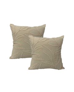 Riviera Natural Twin Pack Cotton Embroidered Cushion Polyester Filled by Cloud Linen