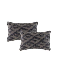 Lulu Grey Twin Pack Cotton Embroidered Cushion Polyester Filled by Cloud Linen