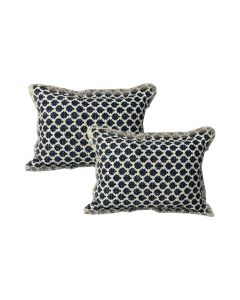 Somerset Grey Twin Pack Cotton Embroidered Cushion Polyester Filled by Cloud Linen