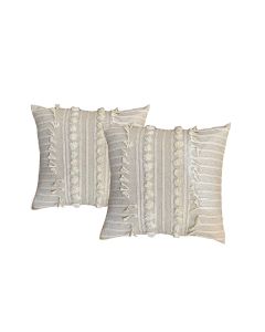 Indira Natural Twin Pack Cotton Embroidered Cushion Polyester Filled by Cloud Linen