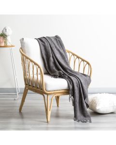 Grey Lygon Wool Acrylic Throw by Cloud Linen