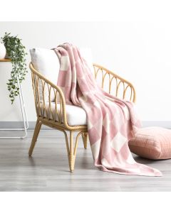 Newport Checkered Cotton Knitted Blush Throw by Renee Taylor