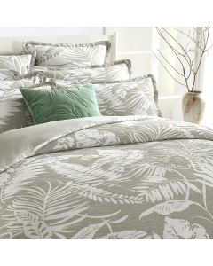 Palm Tree Jacquard Sage Green Quilt Cover Set by Renee Taylor Queen