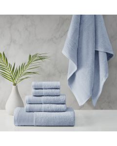 Retreat Cotton Tencel Antimicrobial 6 Piece Blue Towel Set by Cloud Linen