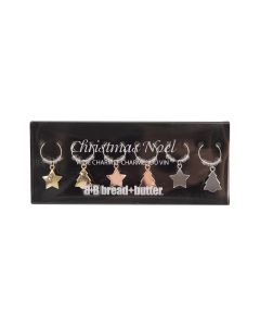 Bread and Butter (3) Star and (3) Tree Wine Glass Charms - 6 Pack