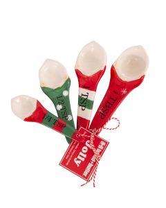 Bread and Butter Gnome Measuring Spoons - 4 Pack - Green/ Red/ White