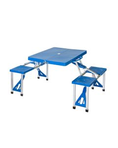 Foldable Lightweight 4-seater Camping Table Set - Blue