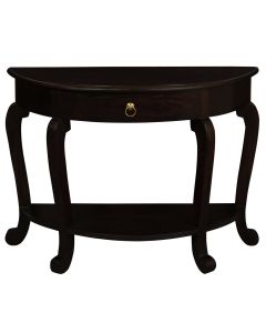 Emilie Cabriole Leg 1 Drawer Half Round Entry Table - Chocolate