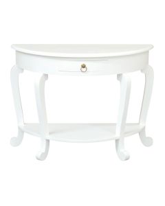 Emilie Cabriole Leg 1 Drawer Half Round Entry Table - White