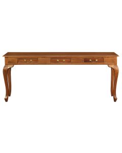 Queen Anne 3 Drawer Sofa Table - Light Pecan