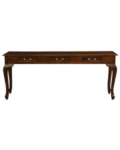 Queen Anne 3 Drawer Sofa Table - Mahogany