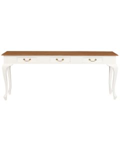 Queen Anne 3 Drawer Sofa Table - White Caramel