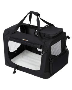 FEANDREA Dog Kennel Transport Box Folding Fabric Pet Carrier 60cm Black