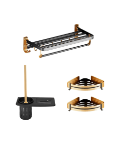 Gominimo Bathroom Wall Mount Black Gold Accessories Set (B)