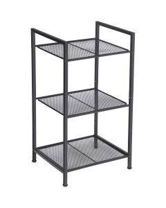 SONGMICS Bathroom Shelf 3-Tier Storage Rack with Adjustable Shelf Black