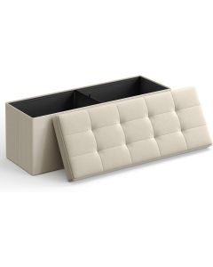 SONGMICS 109cm Folding Storage Ottoman Bench Beige