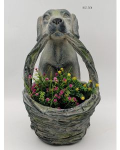 Dog with basket Planter