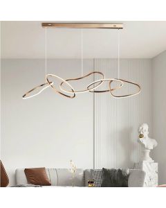 Nordic Minimalist Rose Gold LED Pendant Light Adjustable Modern Ring Chandelier 120cm