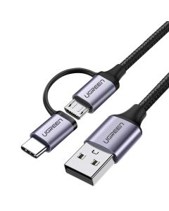 UGREEN 30875 2-in-1 USB-A to Micro USB / USB-C Cable 1m