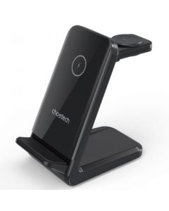 CHOETECH T608-F-BK 15W 4-in-1 Wireless Charger Stand for iWatch and Samsung Watch (Black)