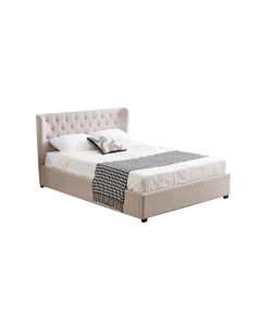 Cambridge Tan Beige Linen Tufted Bed - king