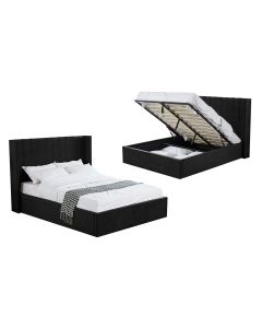 Hilton Black Velvet Gas Lift Bed - King