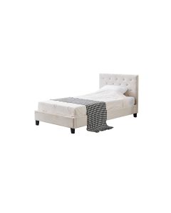 Winston Beige Velvet Tufted Bed - King Single