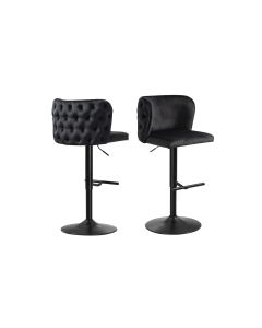 Lara Tufted Height Adjustable Swivel Bar Stools with Footrest - Black