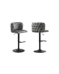 Lara Tufted Height Adjustable Swivel Bar Stools with Footrest - Dark Grey