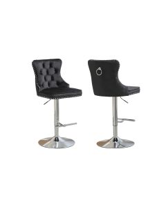 Sahara Black Barstool with Silver Stand -Set of 2