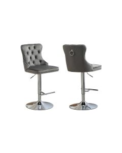 Sahara Dark Grey Barstool with Silver Stand -Set of 2