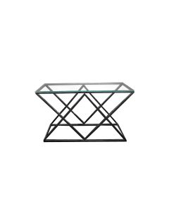 Alsea Console Table Black Base - Clear Glass