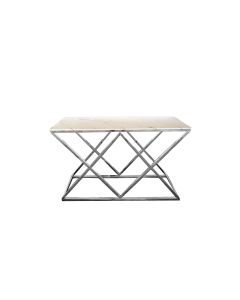 Alsea Console Table Silver Base - White Marble