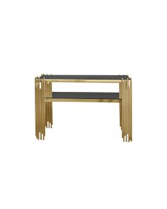 Chelsea Gold Console Table - Black Glass