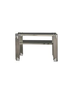 Chelsea Silver Console Table - Black Glass