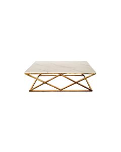 Alsea Coffee Table Gold Base - White Marble