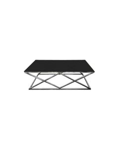 Alsea Coffee Table Silver Base - Black Glass