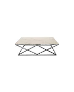 Alsea Coffee Table Silver Base - White Marble