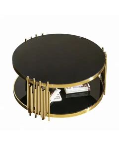 Chelsea Gold Coffee Table - Black Glass