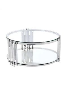 Chelsea Silver Coffee Table - Clear Glass