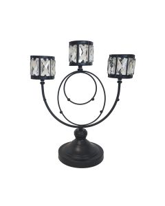 Trio Crystal Candle Holder - Black