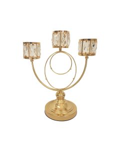 Trio Crystal Candle Holder - Gold