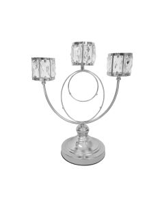 Trio Crystal Candle Holder - Silver