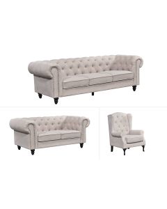 Chesterfield Tufted Lounge Set - Beige