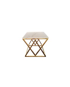 Alsea Side Table Gold Base - White Marble