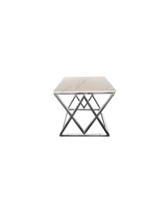 Alsea Side Table Silver Base - White Marble