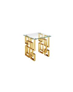 Royale Gold Side Table - White Marble