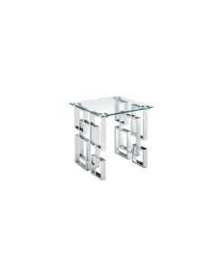 Royale Silver Side Table - White Marble