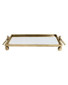 Eliza Small Rectangle Iron Mirror Tray with Handles - Gold